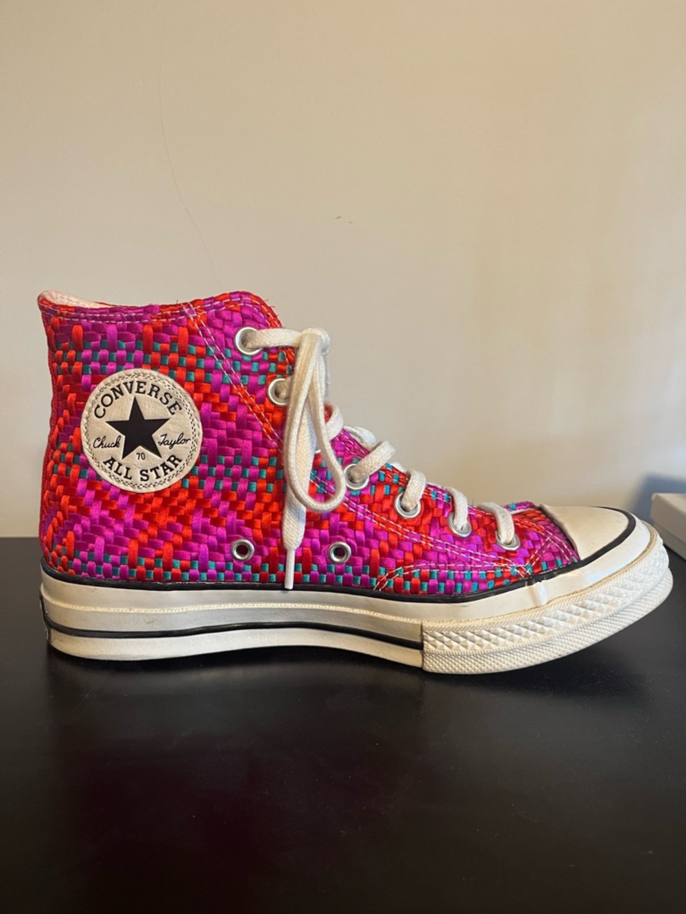 Converse High-Top Woven Sneakers - Pink, Red & Teal